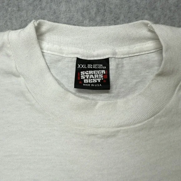 Vintage 90s Borden Logo Single Stitch T-Shirt XXL White Red Made USA - Picture 3 of 8